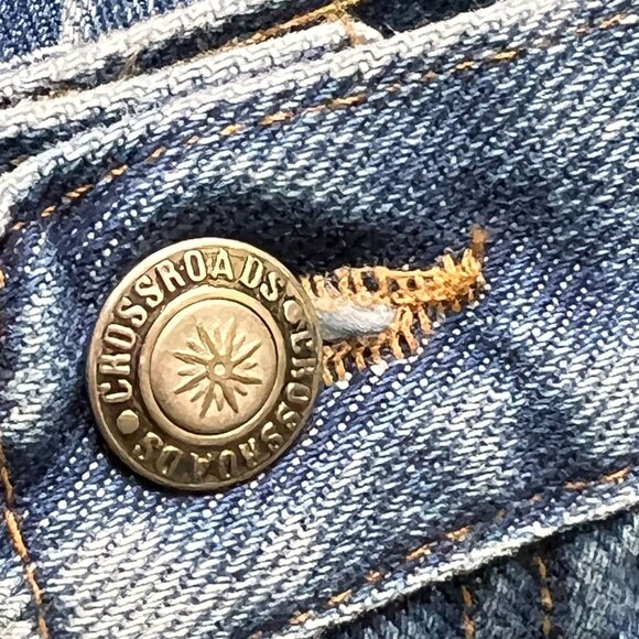 Vtg NWT Sears Crossroads Denim Midi Skirt 14 Retro Slit Pockets USA Belt Loop - Picture 3 of 12